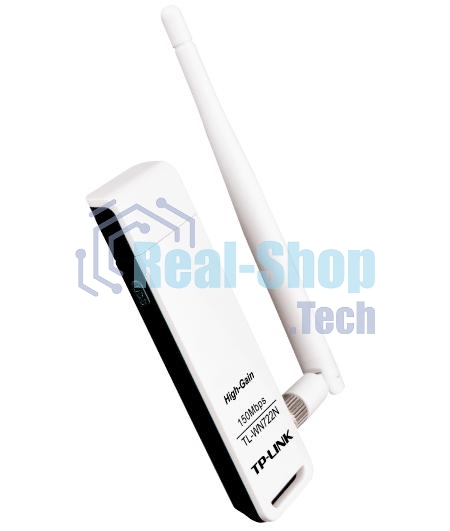 Адаптер TP-Link SOHO TL-WN722N 150Mbps High Gain Wireless N USB Adapter with Cradle, 1T1R, 2.4GHz, 802.11n/g/b, 1 detachable antenna