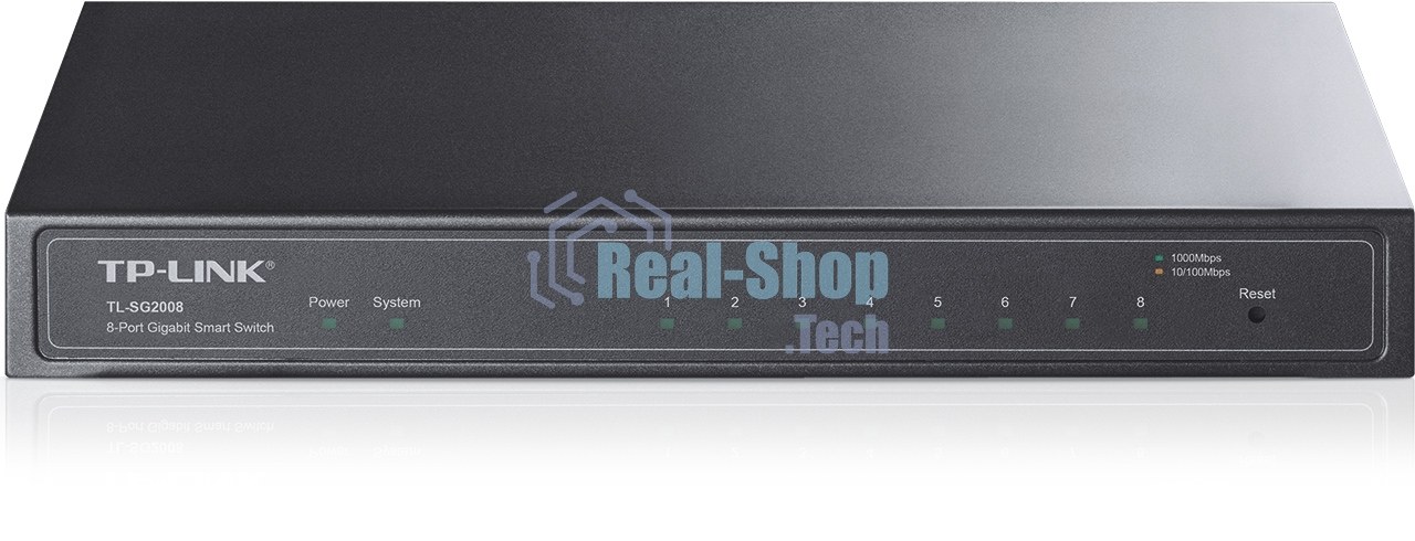 Коммутатор TP-Link SMB TL-SG2008 8-port Pure-Gigabit Desktop Smart Switch, 8 10/100/1000Mbps RJ45 ports, Tag-based VLAN, STP/RSTP/MSTP, IGMP V1/V2/V3 Snooping, DHCP Filtering, 802.1P Qos, Rate Limiting, Voice VLAN,