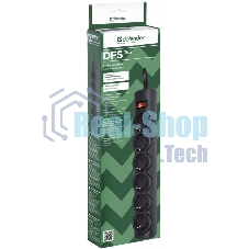 Сетевой фильтр Defender DFS 155/6 розеток/черный/5.0 м