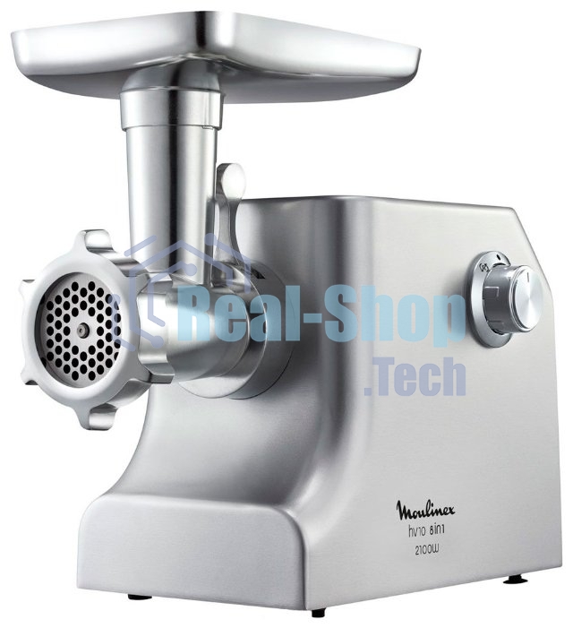 Мясорубка электрическая Moulinex ME858D32 серебристый, 2100 Вт, 5.5 кг/мин, реверс, защита от перегрузки, насадки - 8