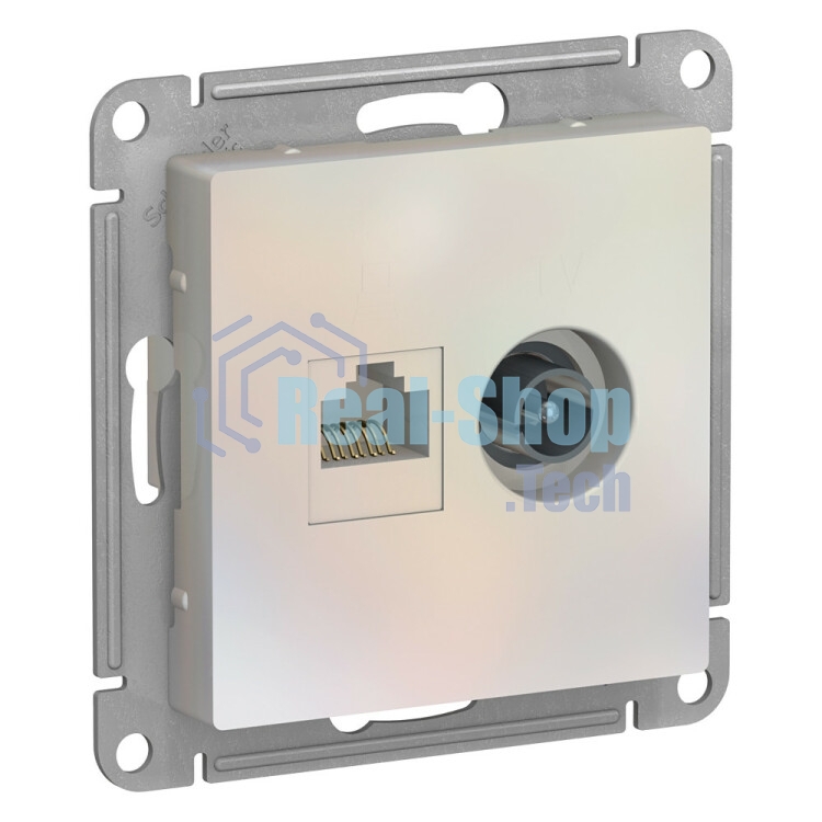 Розетка телевизионная +комп двойная RJ45+TV, кат.5E, механизм ATN000489 Schneider Electric Жемчуг