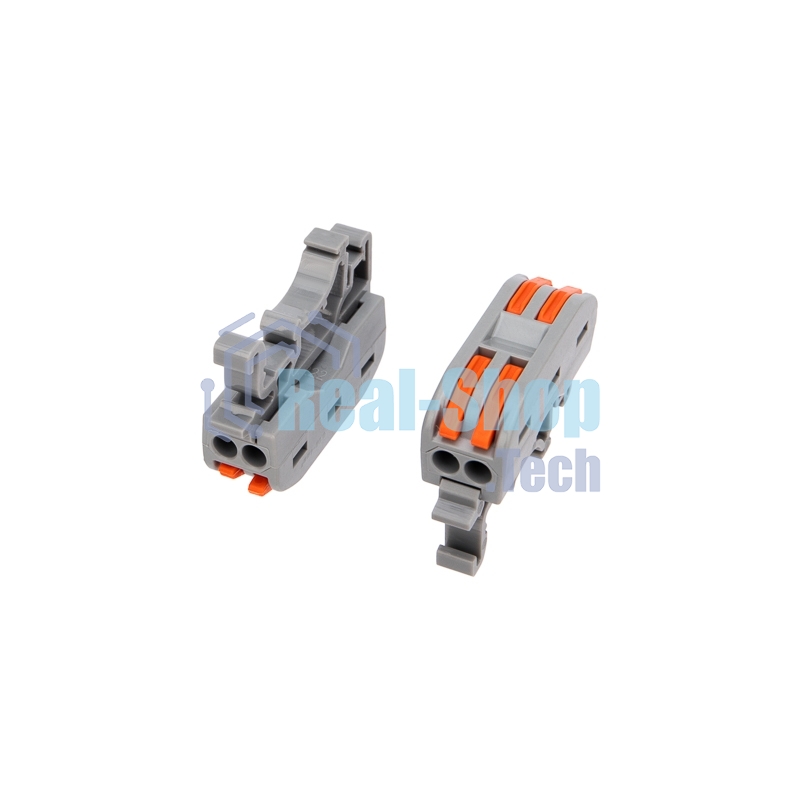 Клемма соединительная Rexant многоразовая проходная 2-полюсная, с креплением на DIN-рейку (0,08-4 мм²) серая (50 шт./уп.)