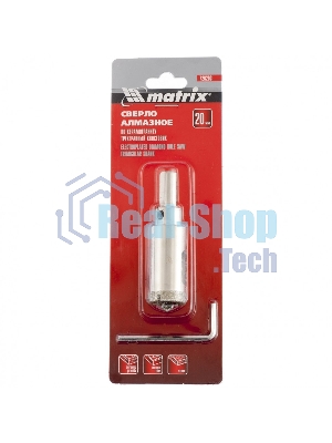 Сверло Matrix алмазное по керамограниту, 20 х 67 мм