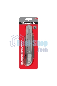 Нож Matrix, 25 мм, выдвижное лезвие, усиленная метал. направляющая, метал. обрезин. ручка