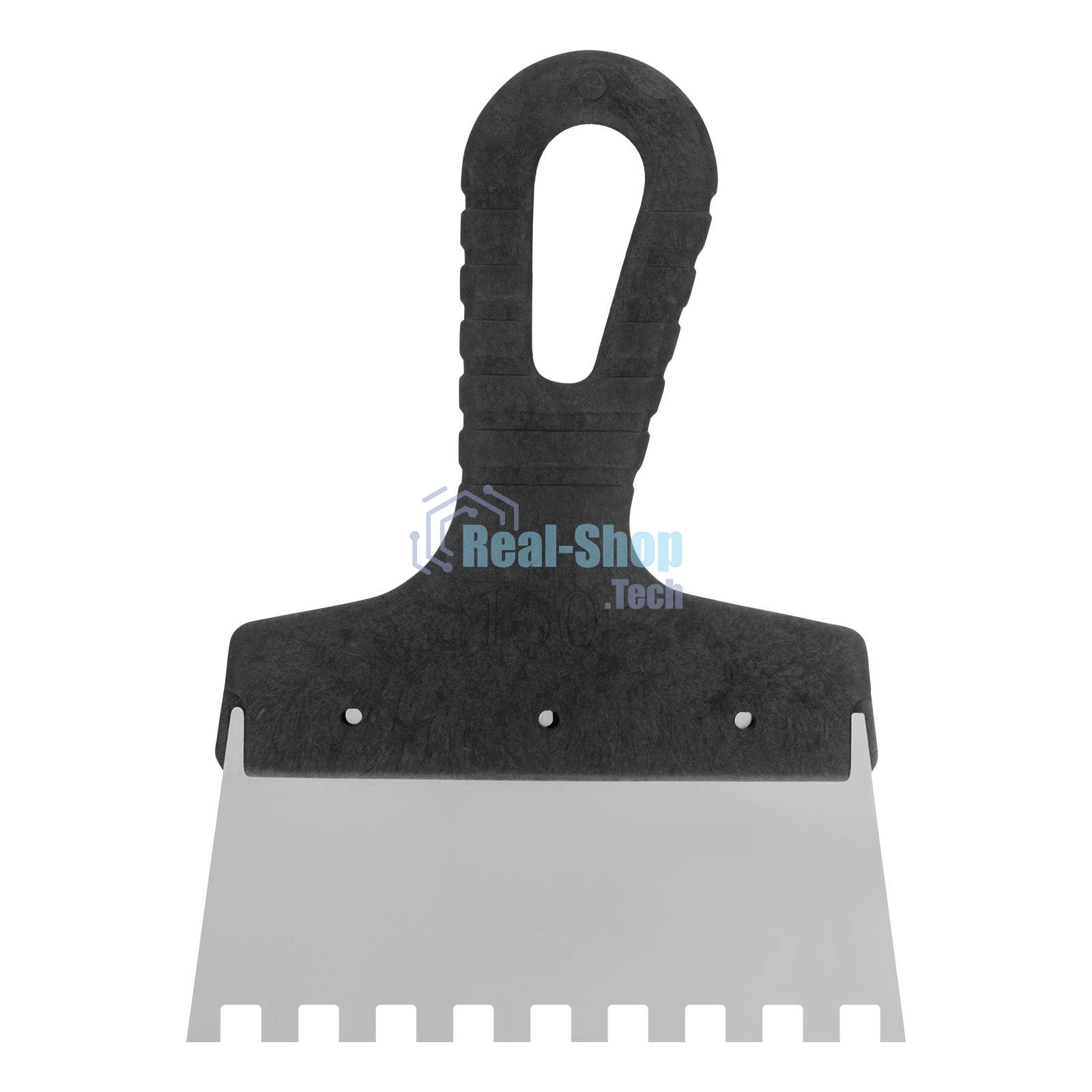 Шпатель из нержавеющей стали Сибртех 150 мм, зуб 8х8 мм, пластмассовая ручка