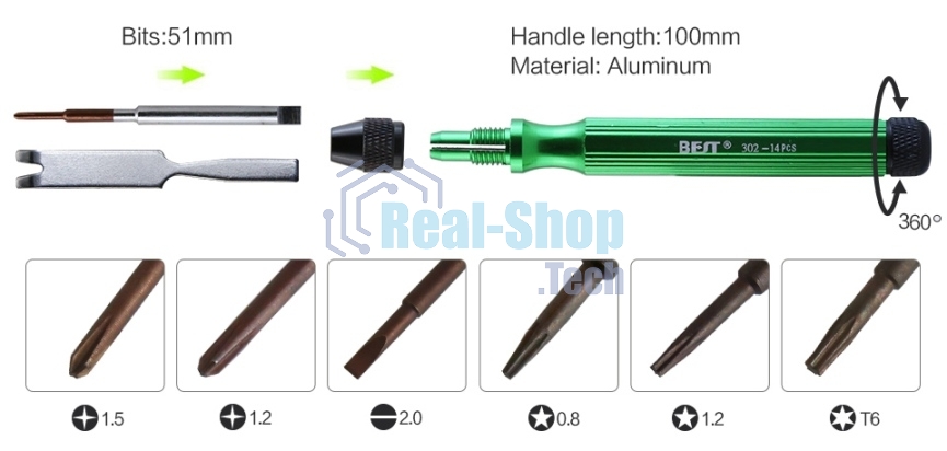 Отвертка со сменными насадками Best BST-302