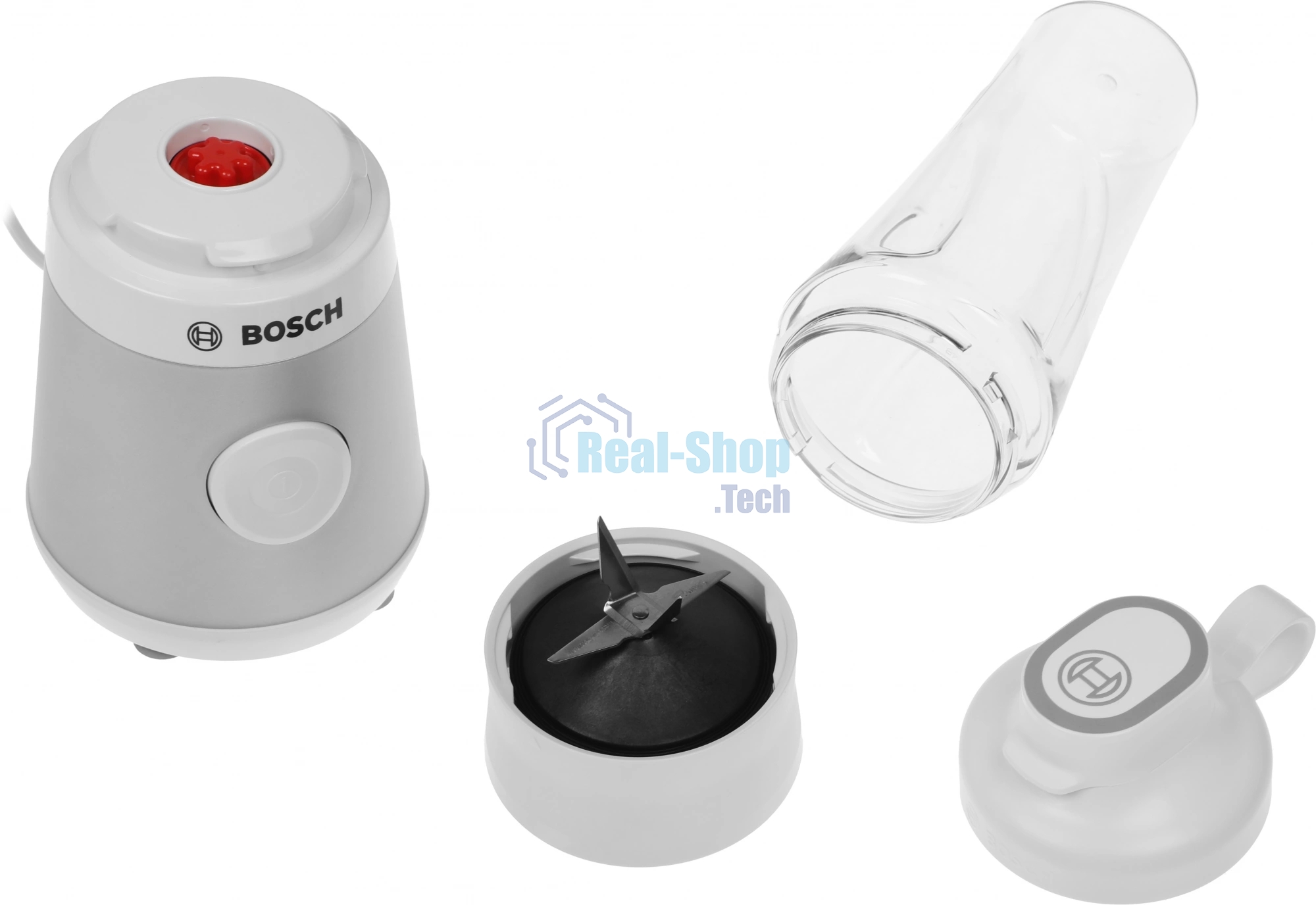 Блендер стационарный Bosch MMB2111T серебристый, 450 Вт, 1 скорость