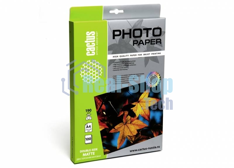 Фотобумага Cactus CS-MA4190100DS матовая двусторонняя A4 190 г/м2 100 листов