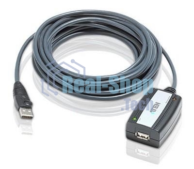 Кабель удлинитель активный(с усилителем) USB 2.0 AM/AF 5m, ATEN UE250-AT, 4 pin, опрессованный, серый