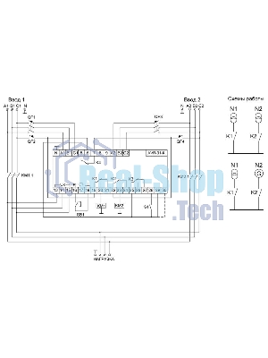 Устройство управления резервным питанием AVR-01-K (2 ввода; 1 нагрузка 35мм 3х400В+N 2х16А 2P IP20 монтаж на DIN-рейке) F&F EA04.006.001