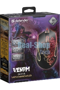 Мышь проводная Defender Venom GM-640L черный, 3200 dpi, USB, кнопки - 8