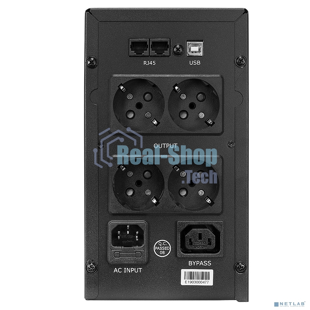 Источник бесперебойного питания CROWN 800VA/450W, металл, 1x12V/9AH, розетки 3*EURO+1*IEC bybass, трансформатор AVR 145-280V, LCD дисплей, съемный кабель 1.2м, фильтр телефонной и ethernet линии RJ11/45, защита батареи, от перегрузки, от КЗ