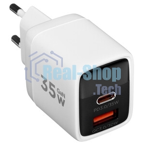 Сетевое зарядное устройство с дисплеем Cablexpert MP3A-PC-52, 35Вт GaN, QC3.0/PD3.0, 1хUSB, 1хType-C, белый, коробка