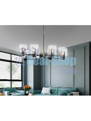 Люстра Ambrella light LH57043/8 BK/DBS/SM черный/темная латунь/дымчатый E14/8 max 40W D830*710