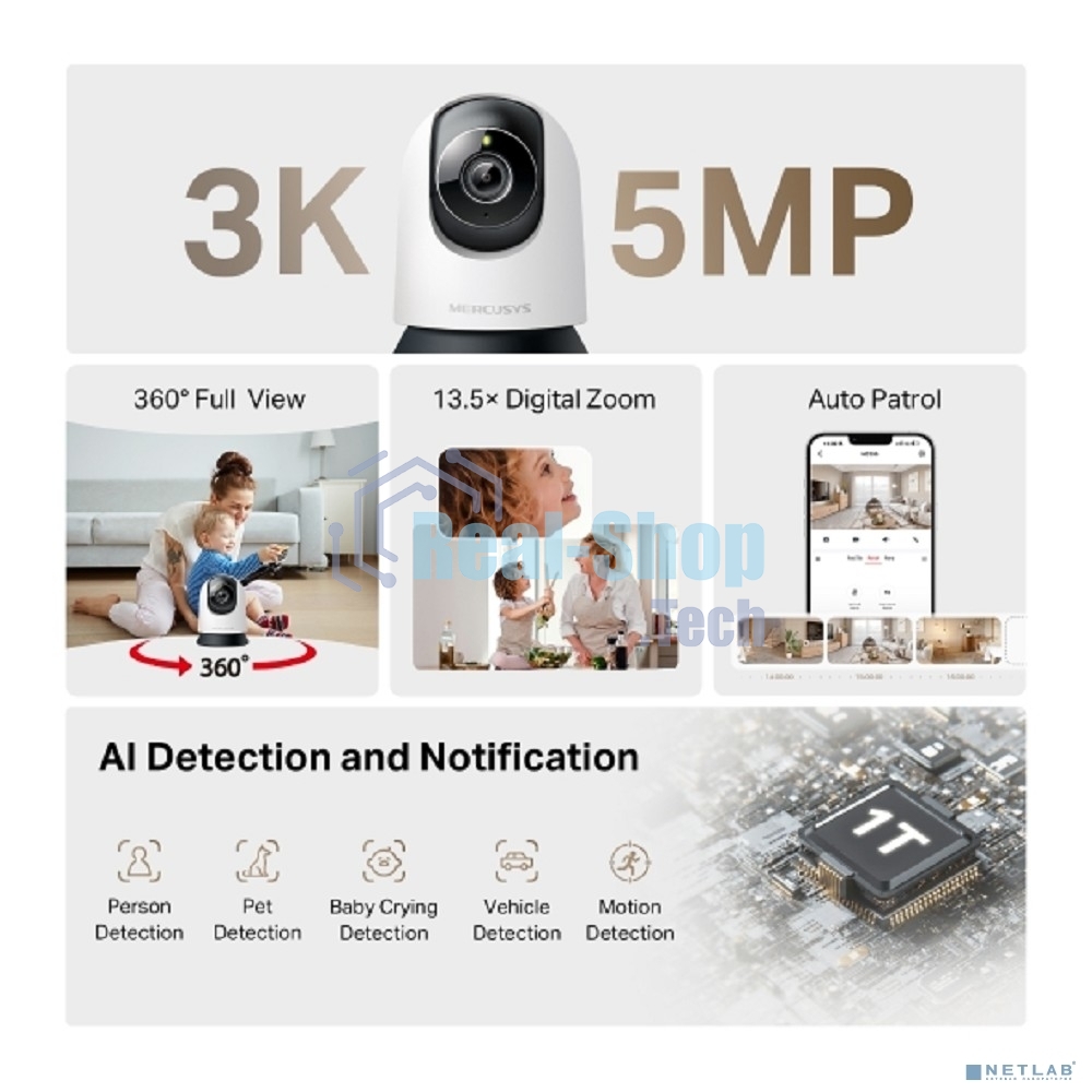 Камера Pan/Tilt AI Home Security Wi-Fi Camera