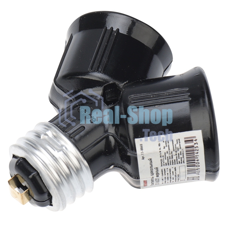 Разветвитель цокольный Rexant Е27-2хЕ27 черный