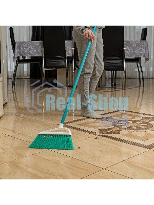 Щетка Home Palisad пластмасс. для подмет. пола, премиум, 23 см, c черенком, 120 см, бирюз. щетина