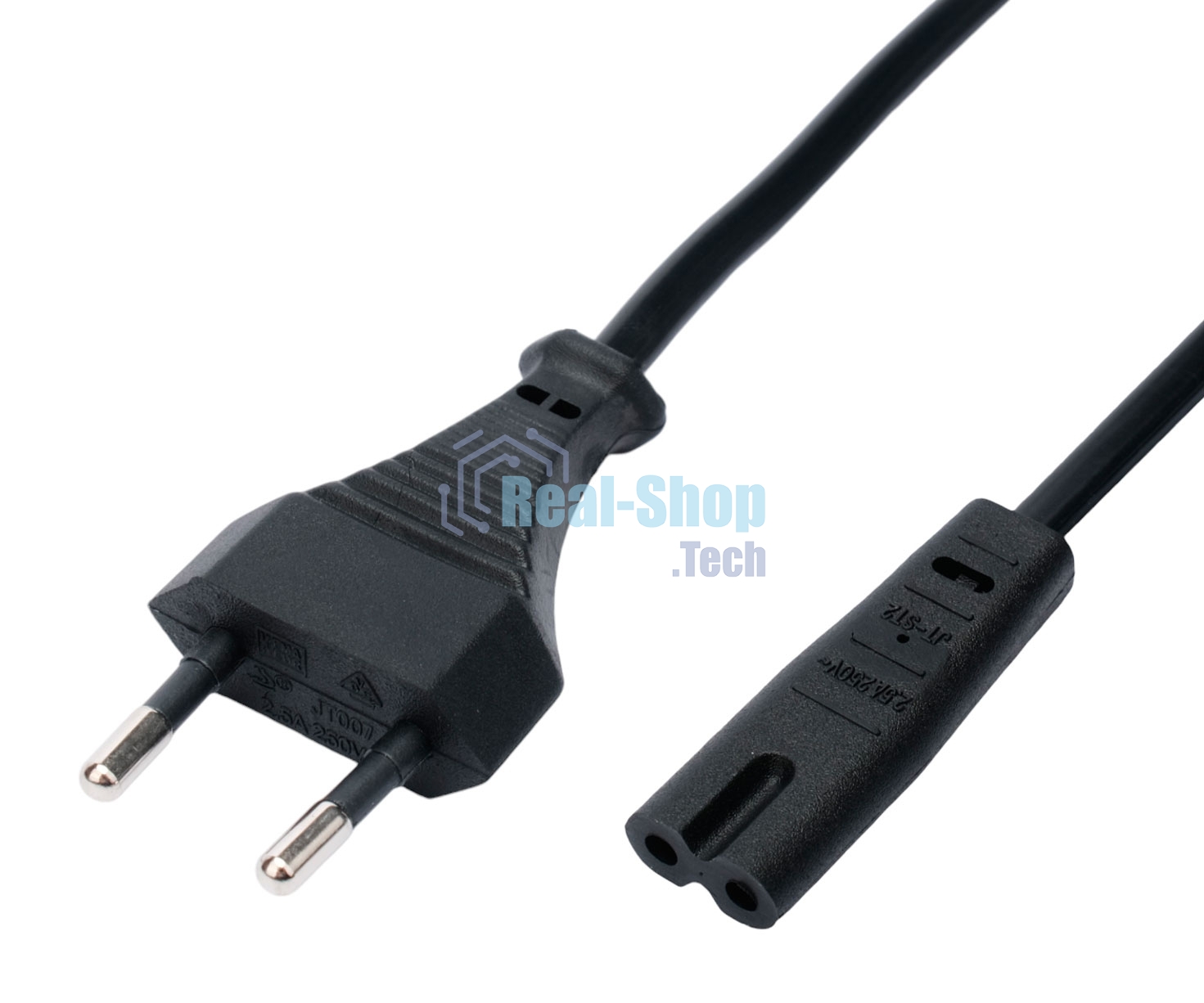 Кабель питания Cablexpert PC-184/2-1.5М CEE 7/16-C7, 2х0.5мм2, 2.5А, 1.5м, черный, пакет