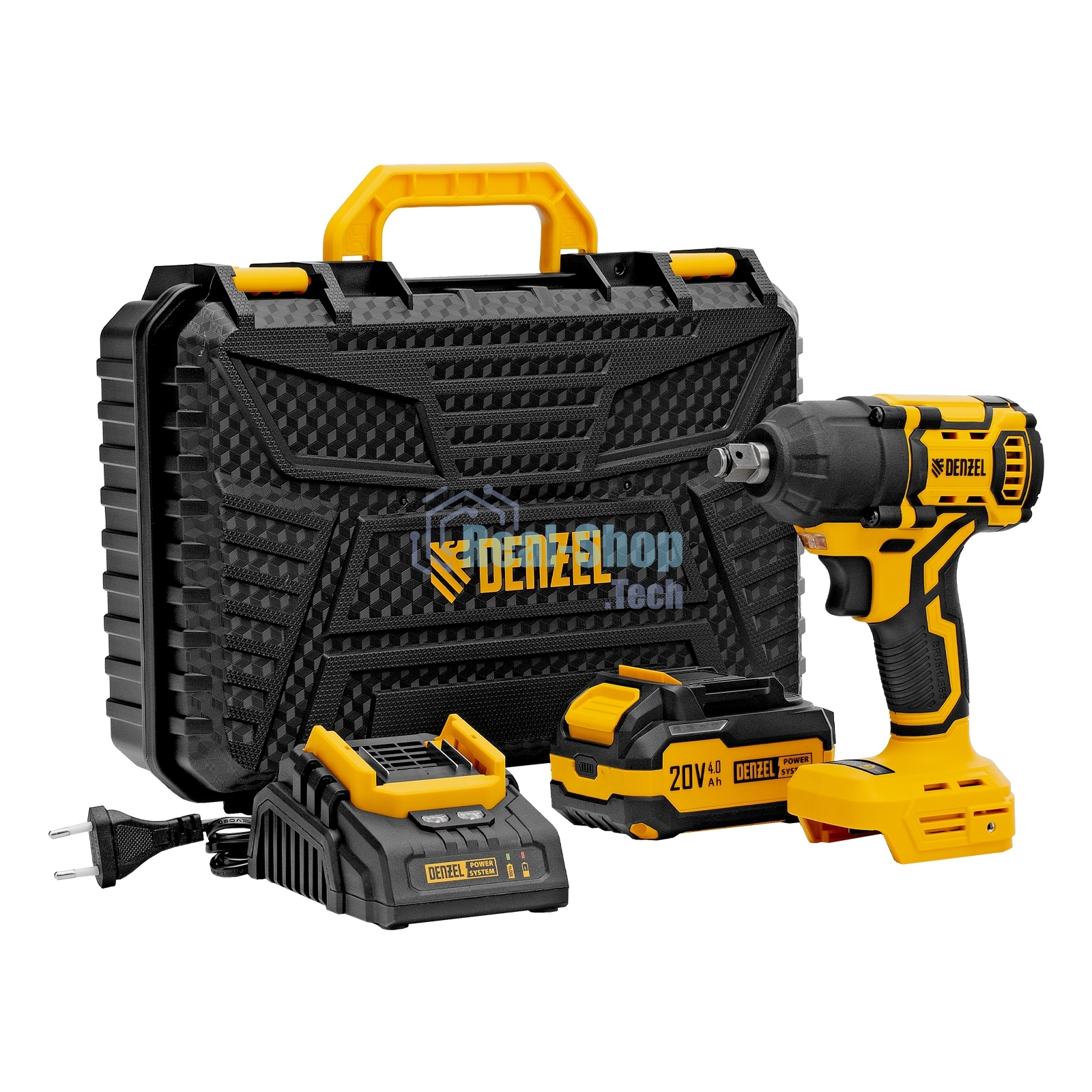 Гайковерт ударный аккумуляторный бесщет. Denzel CIWH-BL-20-500, Li-Ion, 20 В