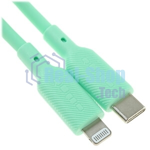Кабель QUMO, MFI С94, Type-C на MFI Apple 8 pin, силиконовый, 1м, 2,22A, 9V, 20W, PD (зеленый)