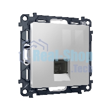 Комплект механизма компьютерной розетки ALFA Серебро глянец RJ-45(8P8C) CAT6 с шторкой QUANT (AP4120, VM188) MA412010