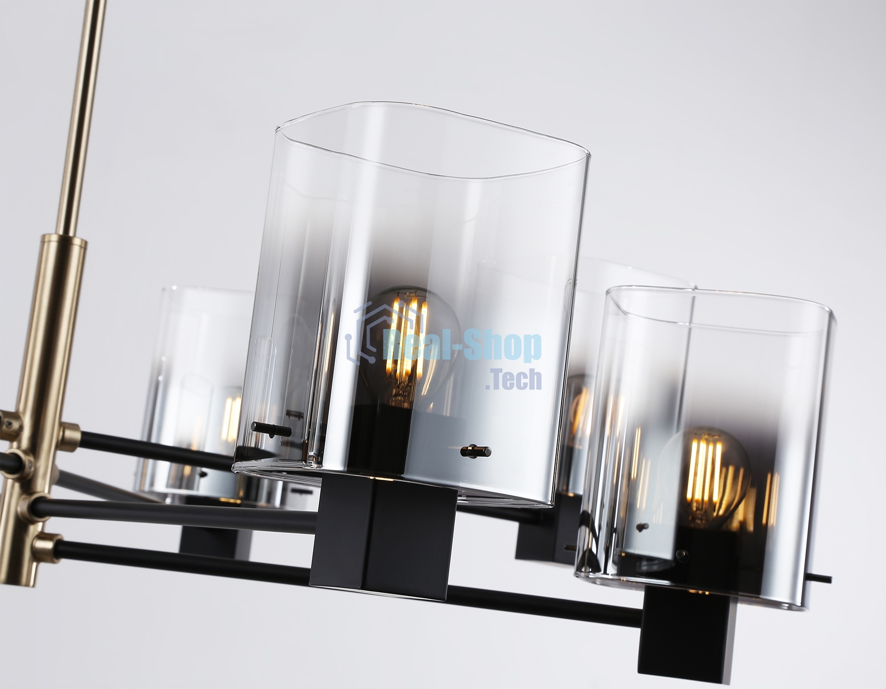 Люстра Ambrella light LH57043/8 BK/DBS/SM черный/темная латунь/дымчатый E14/8 max 40W D830*710