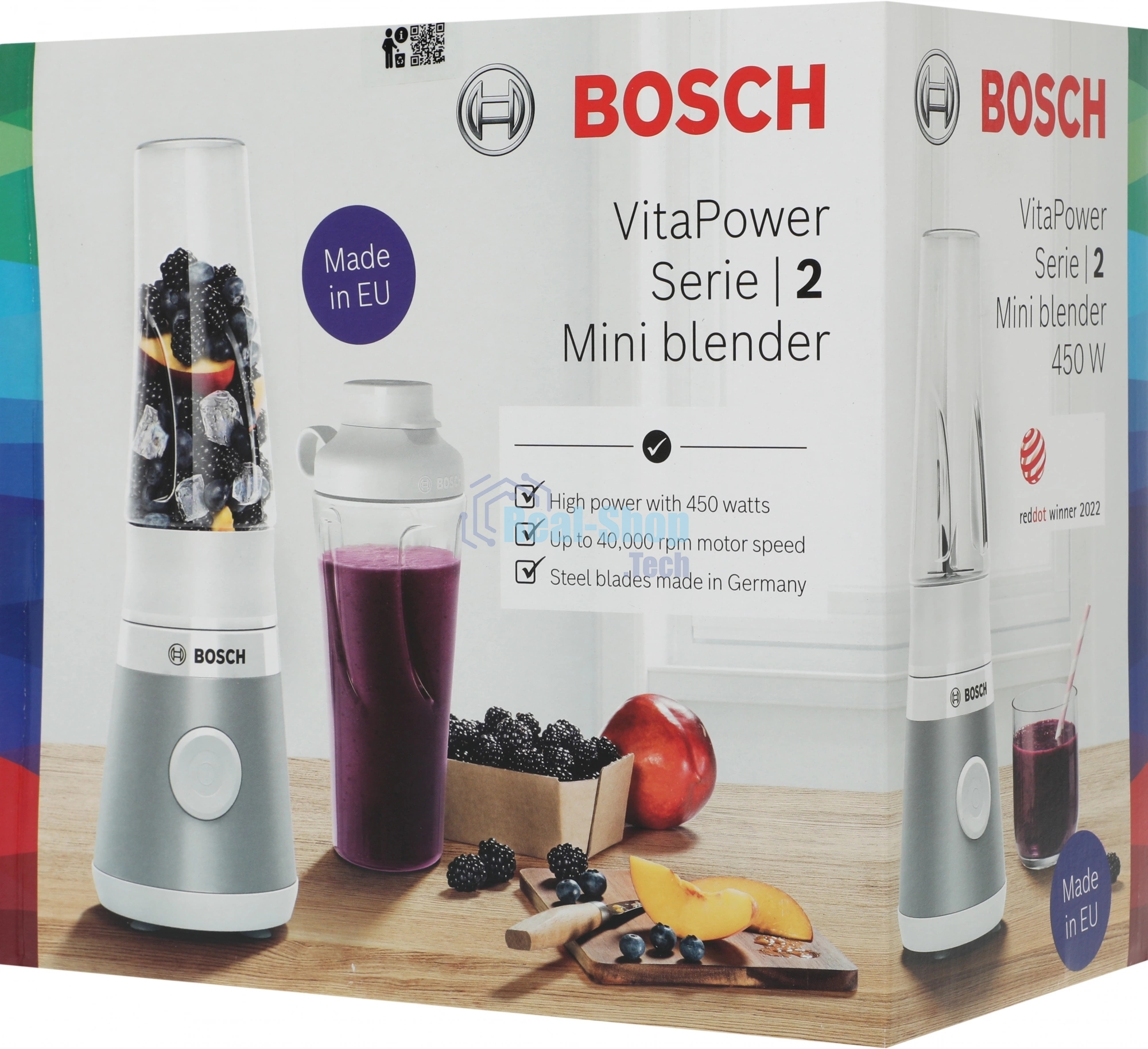 Блендер стационарный Bosch MMB2111T серебристый, 450 Вт, 1 скорость