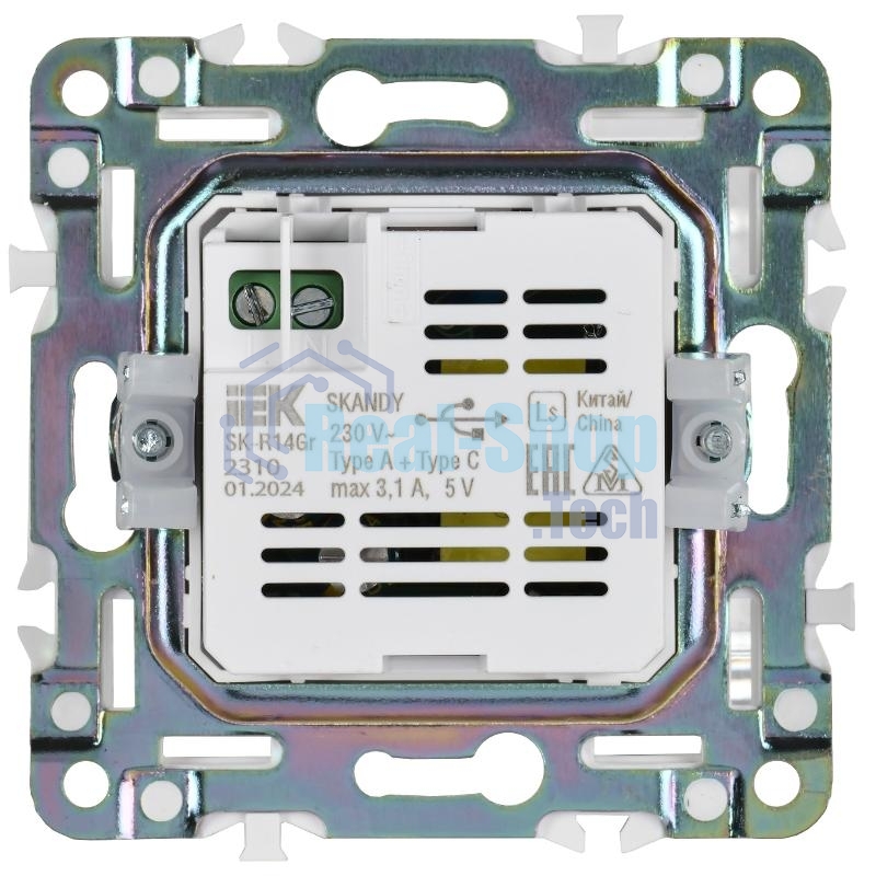 SKANDY Розетка USB A+C 3,1А SK-R14Gr серый  | SK-U22-D31-K03 | IEK