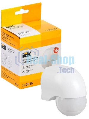 Детектор движения ДД 010 1100Вт угол. обз. 180град. IP44 бел. IEK LDD10-010-1100-001