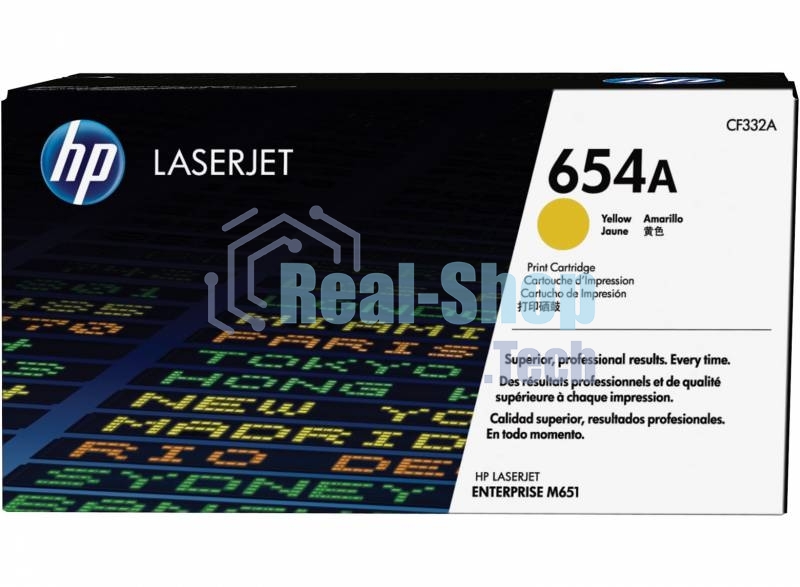 Тонер Картридж HP 654A CF332A желтый для HP CLJ Ent M651n/M651dn/M651xh/M680dn/M680f (15000 стр.)
