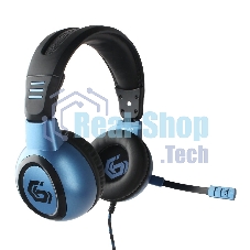 Гарнитура проводная игровая Gembird MHS-G55 черный/синийрегулировка громкостиотключение микрофонакабель 2.5м