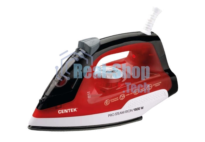 Утюг Centek CT-2347 RED 1800Вт, антипригар. подошва, паровой удар, самоочистка, 200мл