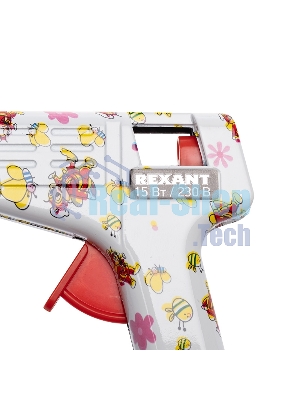 Клеевой пистолет Rexant, 15 Вт, Ø7 мм + набор цветных стержней 12 шт, блистер