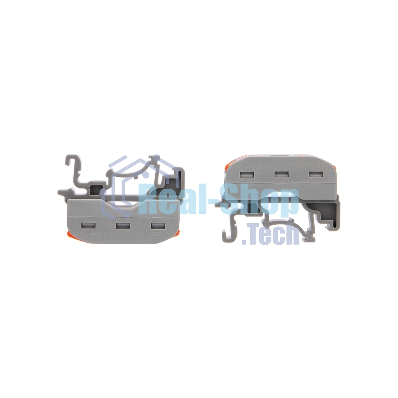 Клемма соединительная Rexant многоразовая проходная 2-полюсная, с креплением на DIN-рейку (0,08-4 мм²) серая (50 шт./уп.)