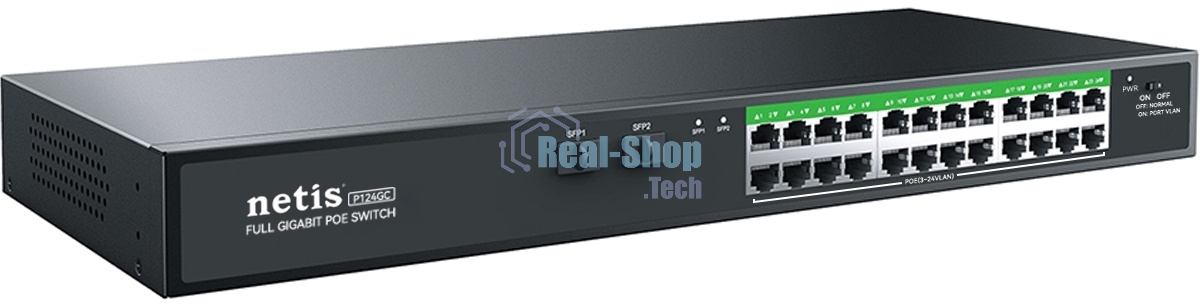 Коммутатор Netis 24PORT 10/1000M POE 2 SFP COMBO P124GC
