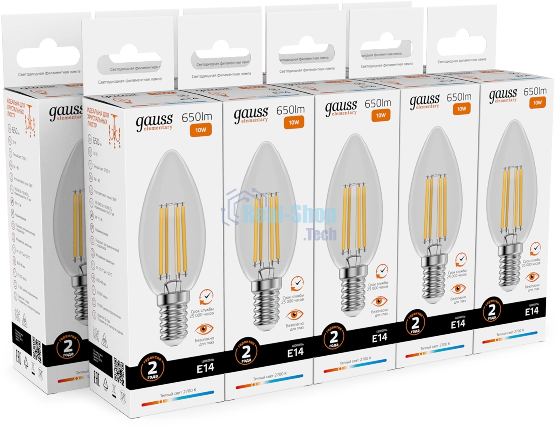 Лампа светодиодная филаментная Gauss Filament 10Вт цок.: E14 свеча св. свеч. бел. теп. (упак.: 10 шт)