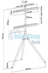 Подставка для телевизора Cactus CS-ST1246BKWN черный/орех 45