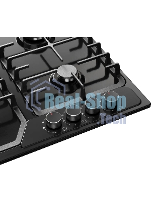 Варочная панель Kuppersberg FS 66 B, газ, High-Tech, 58 см, автоматический электроподжиг, газ-контроль, форсунки под сжиженый газ, SABAF конфорки, чугунные решетки, цвет черный, цвет фурнитуры черный