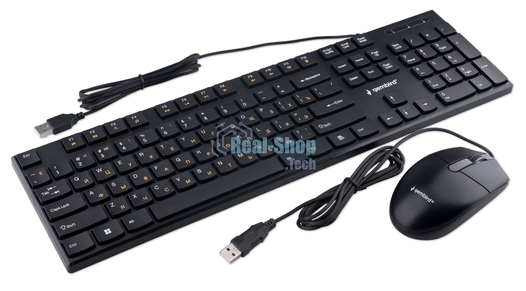 Комплект клавиатура+мышь Gembird KBS-9050L проводной, USB, 1000 DPI, чёрный