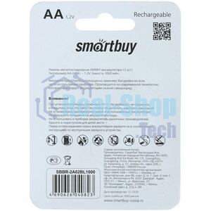 Аккумулятор Smartbuy AA/2BL 1000 mAh (24/240) (SBBR-2A02BL1000) (2шт. в уп-ке)