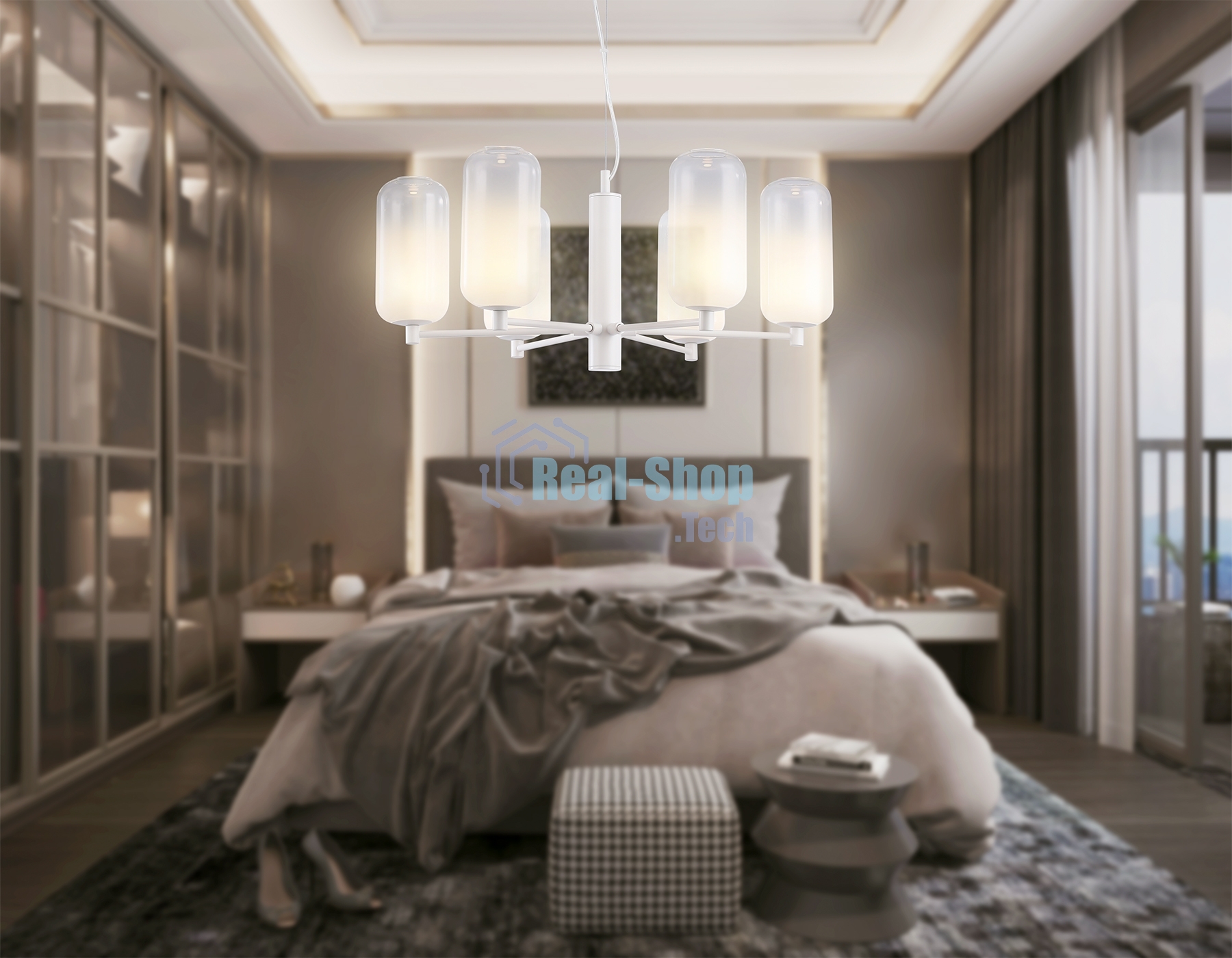 Подвесной светодиодный светильник Ambrella light LH11107/6 WH/FR белый/белый матовый 24W 3000K D630*280