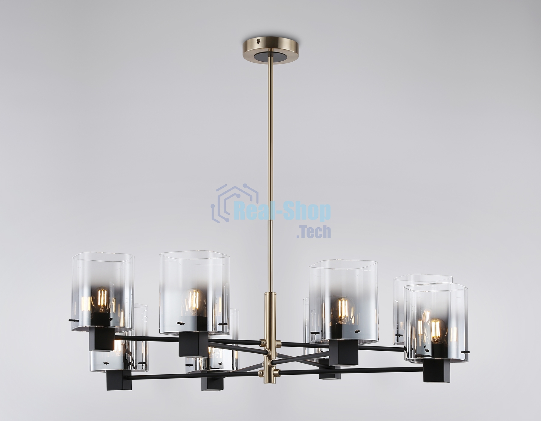 Люстра Ambrella light LH57043/8 BK/DBS/SM черный/темная латунь/дымчатый E14/8 max 40W D830*710