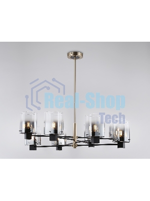 Люстра Ambrella light LH57043/8 BK/DBS/SM черный/темная латунь/дымчатый E14/8 max 40W D830*710