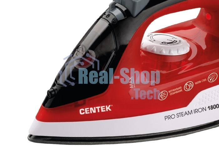 Утюг Centek CT-2347 RED 1800Вт, антипригар. подошва, паровой удар, самоочистка, 200мл