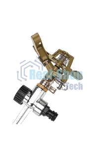 Разбрызгиватель латунный, импульсный, с регулировкой угла горизонта распыления до 26 м Четыре Сезона
