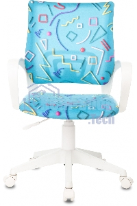 Кресло детское Бюрократ BUROKIDS 1 W Sticks 06 голубой, крестов. пластик, пластик белый