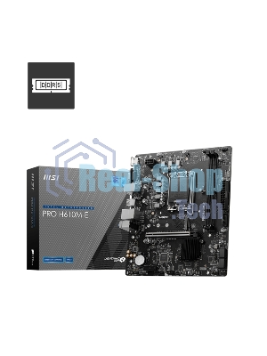 Материнская плата MSI PRO H610M-E, LGA 1700, Intel H610, 2xDDR5, 4xSATA, 1xM.2, 1xPCIe 4.0 x16, 1xPCIe 4.0 x1, 1xHDMI, 1xVGA, 1xRJ45 1Gb, 2xUSB-A 3.2 Gen 1, 4xUSB-A 2.0, 3x3.5мм, 7.1, mATX