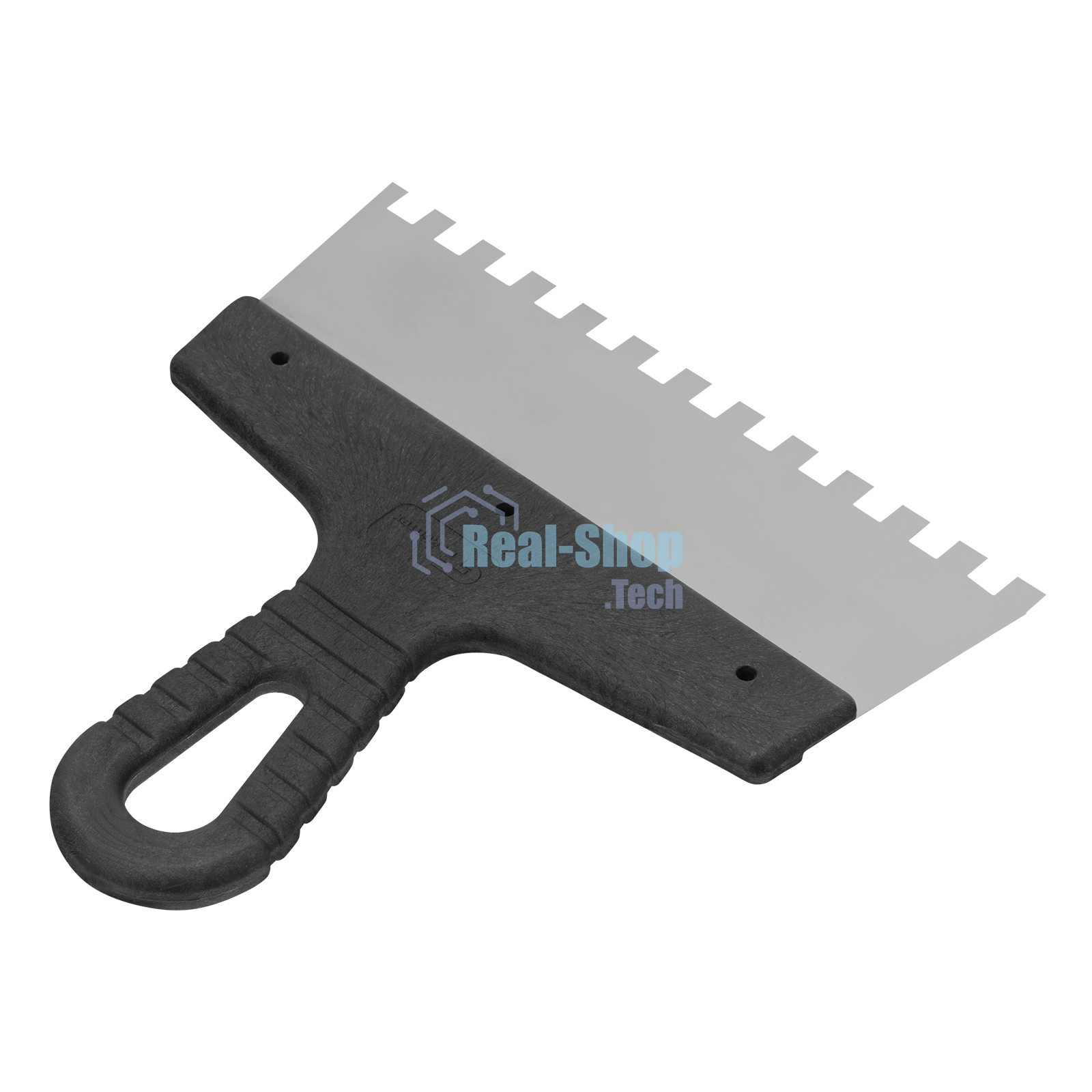 Шпатель из нержавеющей стали Сибртех 200 мм, зуб 8х8 мм, пластмассовая ручка