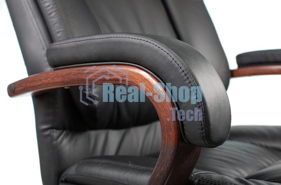 Кресло руководителя Бюрократ T-9925WALNUT/BLACK черный, кожа, крестовина дерево