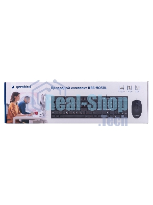 Комплект клавиатура+мышь Gembird KBS-9050L проводной, USB, 1000 DPI, чёрный